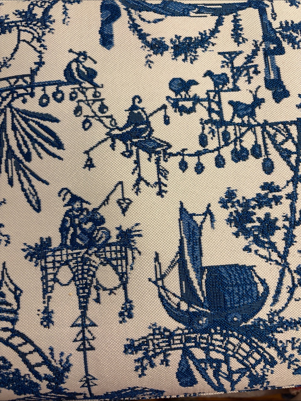 Blue Toile Decorative Pillow Cover - Classic Scenic Print